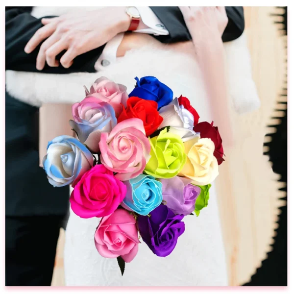 Artificial Rose Flowers Bouquet Bride Red Rose Soap Fake Rose Flowers White Pink Wedding Decorations Valentine's Day Gift - Image 3