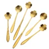 Stainless Steel Breakfast Spoon Sakura Petal Rice Scoop Creative Gold Coffee Stirrer Minimalist Flower Design Dessert Spoon - Image 5