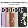 Crossbody Cards Solt Wallet Leather Case For iPhone 15 16 Pro Max 14 13 12 11 XR XS 7 8 Plus SE 2022 3D Flower Wrist Strap Cover - Image 6