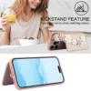 Crossbody Cards Solt Wallet Leather Case For iPhone 15 16 Pro Max 14 13 12 11 XR XS 7 8 Plus SE 2022 3D Flower Wrist Strap Cover - Image 3