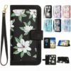 Luxury Flower Wallet Case For Apple iPhone 16 15 14 13 12 11 Pro 7 8 Plus SE 2020 Max Card Slots Lady Flip Protect Cover D04H